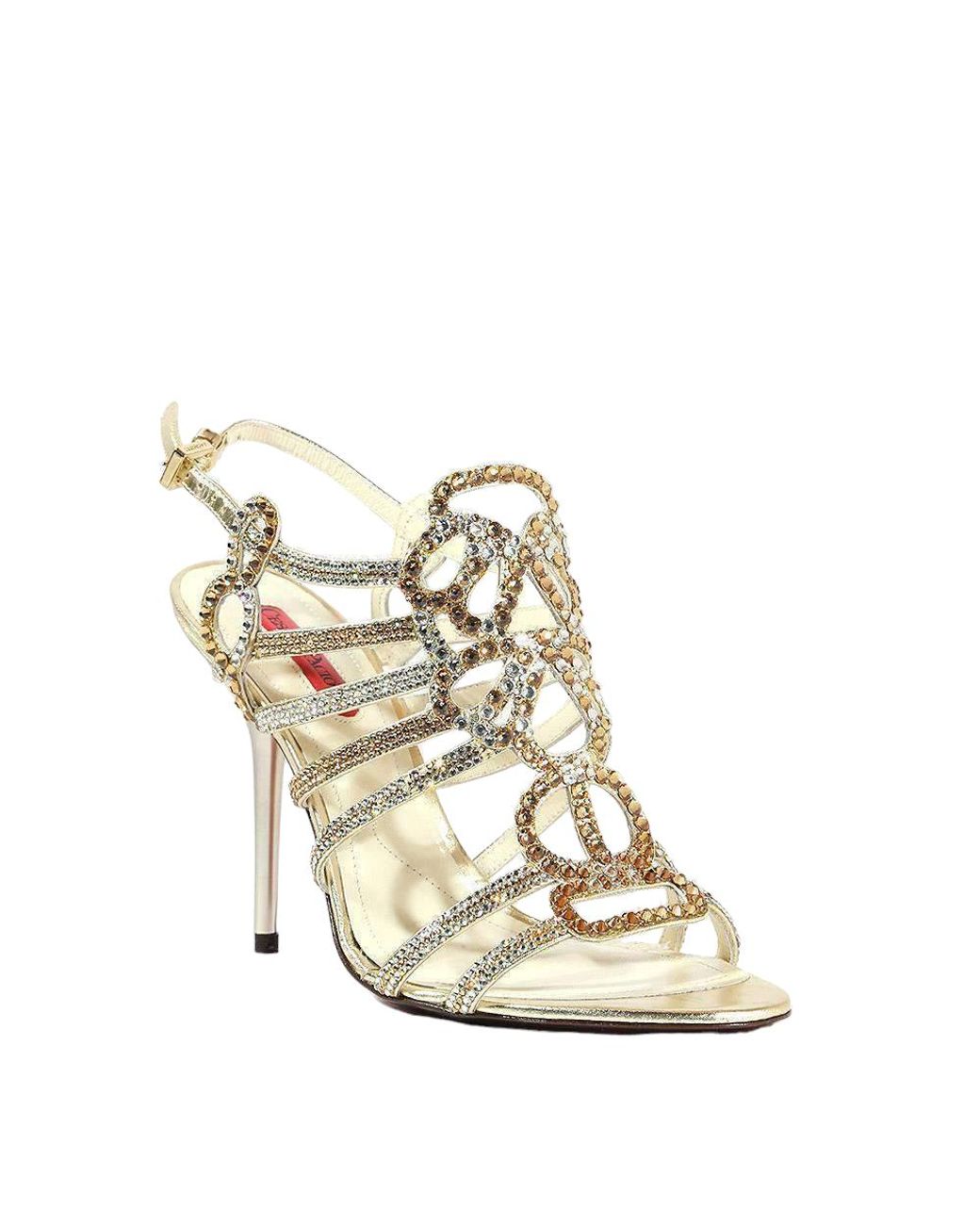 Designer gold ankle strap heels | Deepika Padukone