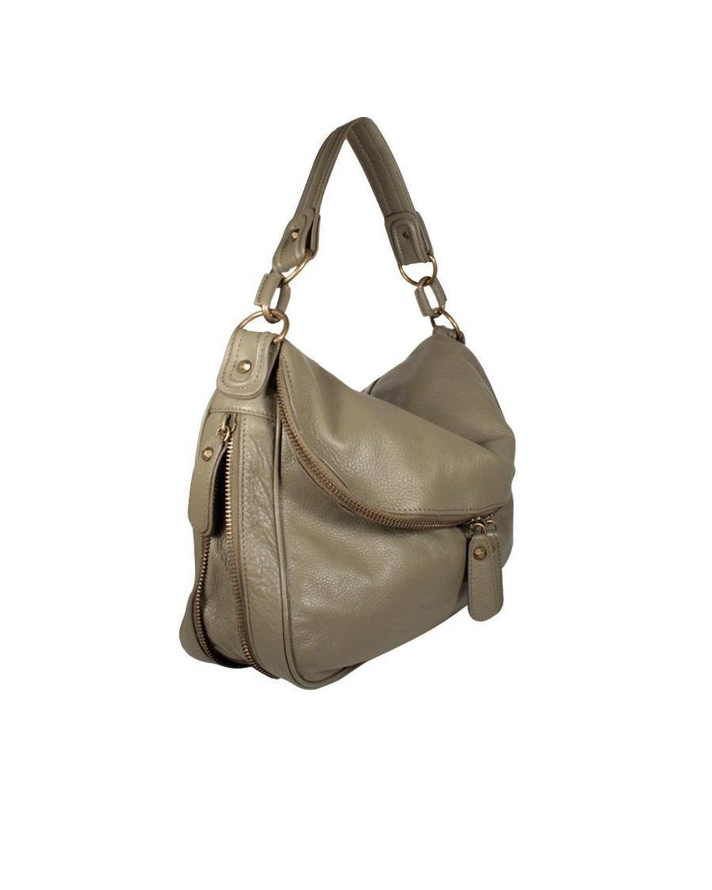 Dellamoda Handbag Lamb Leather Sasha Shoulder Khaki Xl Ts10-15 (dm03) in  Beige (Natural) | Lyst