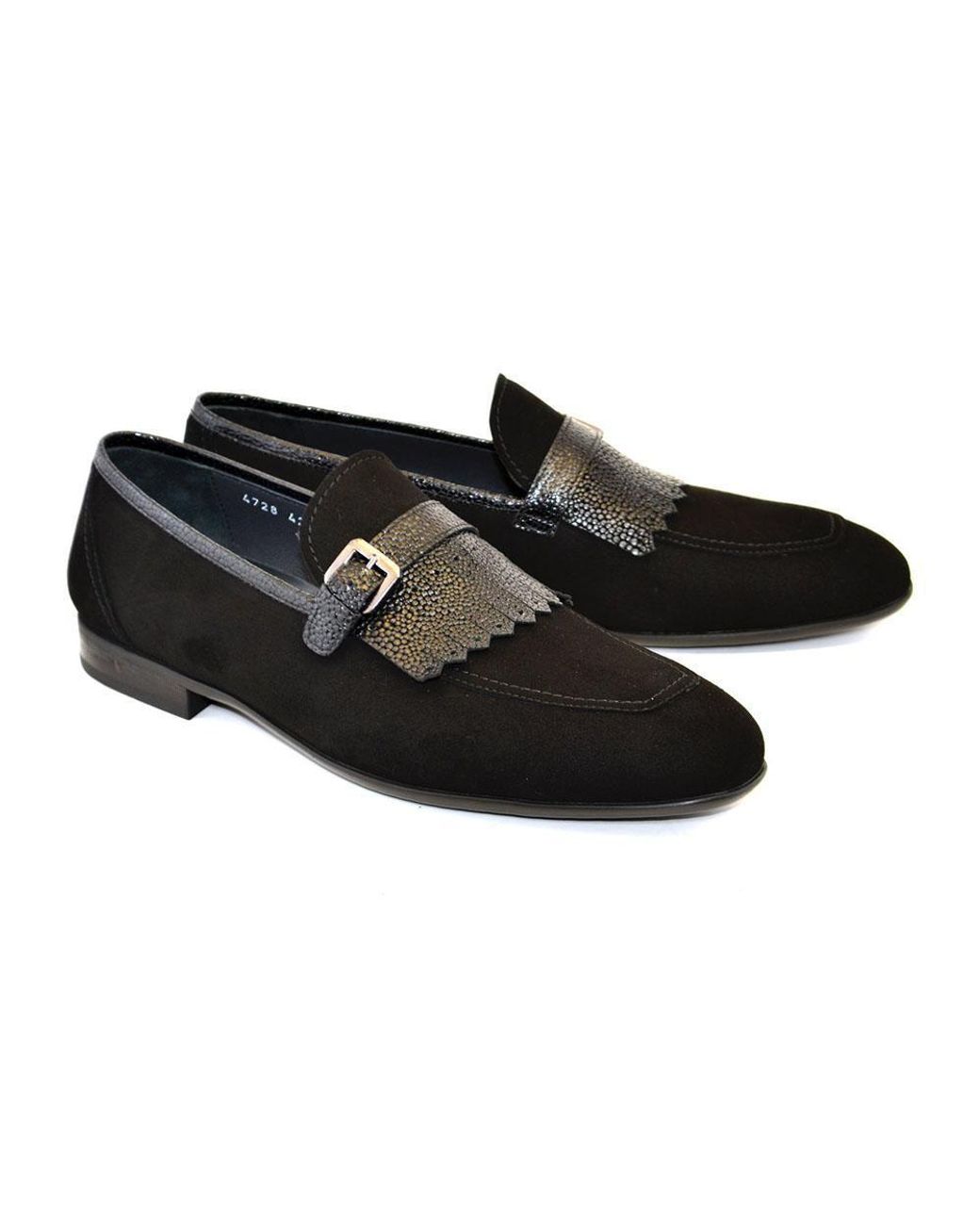 Corrente C025-4728s Shoes Suede Leather Kilttie Buckle Loafers (crt1212) in  Black for Men | Lyst