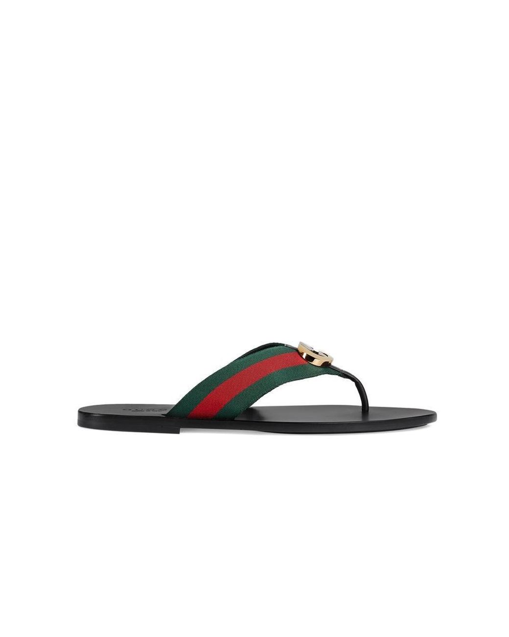 Gucci Kika Web stripe Woven Flip flops in Black for Men Lyst