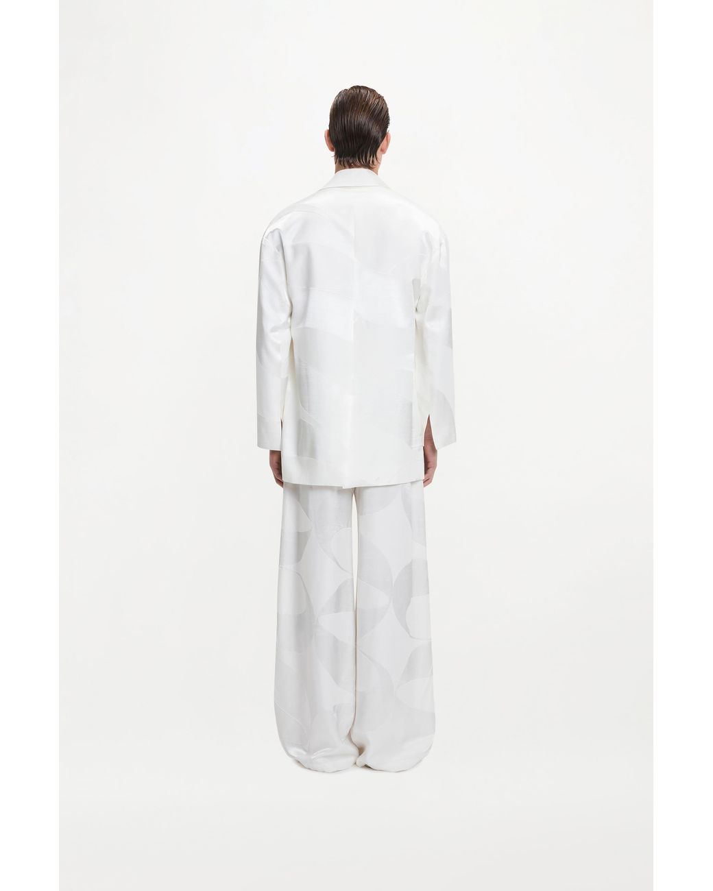 SS24-RTW-TR04M-0013-CLEMENT TROUSERS MONOGRAM JACQUARD IVORY White Clement Trousers for men