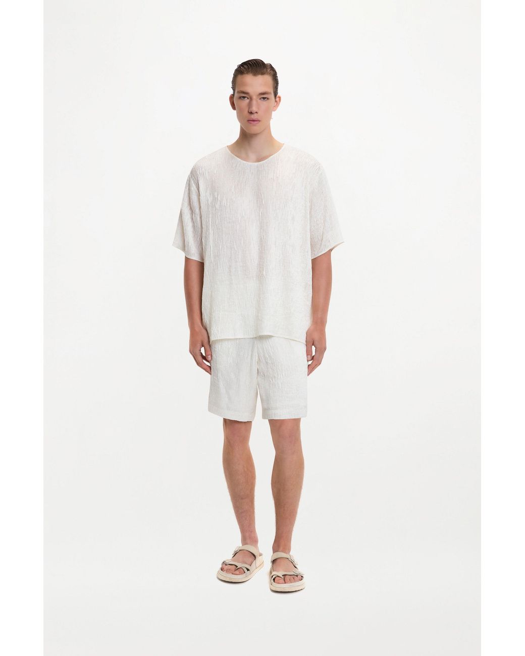 delos.land White Aurelius T-Shirt Silk Pintuck for men