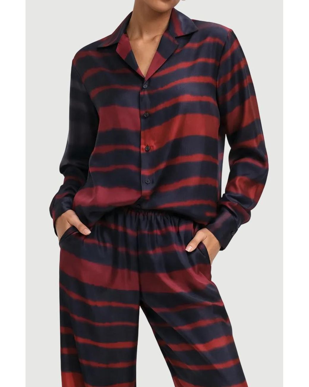 RS24-RTW-TR04M-0005-TAO TROUSERS PRINTED SILK TWILL RAINBOW CROC Blue Tao Trousers