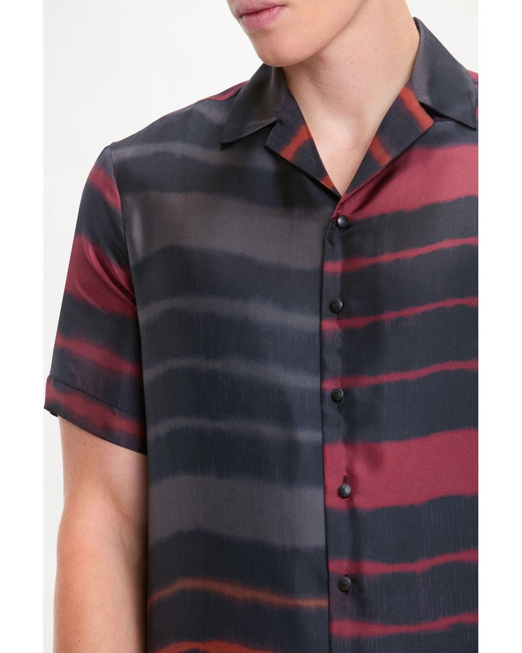 RS24-RTW-SHI02M-0023-OTTO SHIRT PRINTED SILK TWILL RAINBOW CROC Black Otto Shirt for men