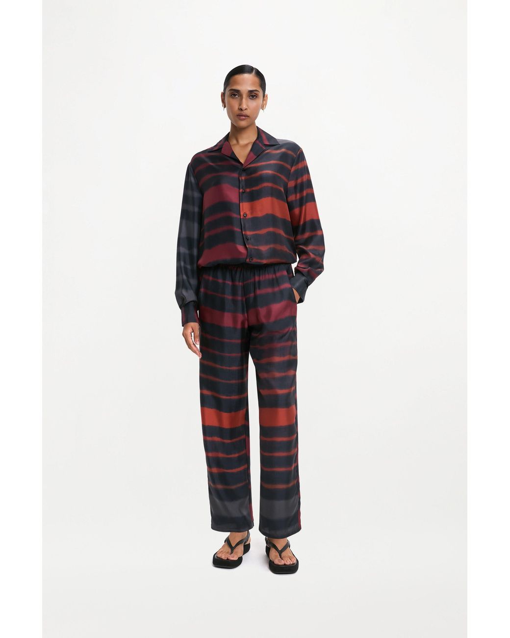 RS24-RTW-SHI02M-0012 THEO SHIRT PRINTED SILK TWILL RAINBOW CROC Blue Theo Shirt for men