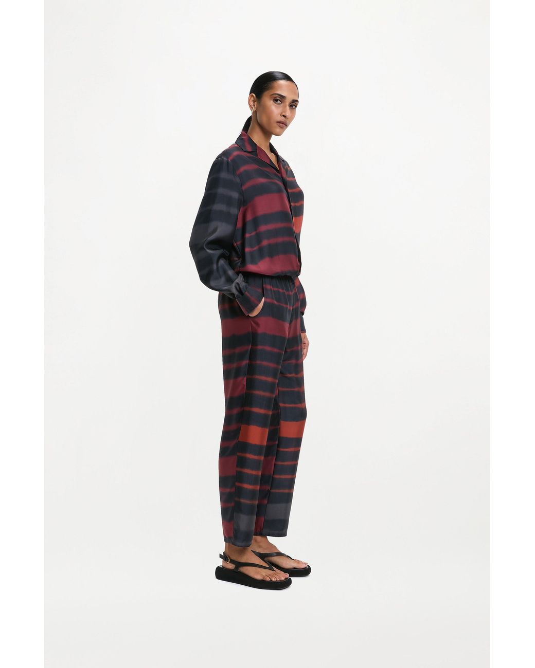 RS24-RTW-SHI02M-0012 THEO SHIRT PRINTED SILK TWILL RAINBOW CROC Blue Theo Shirt for men