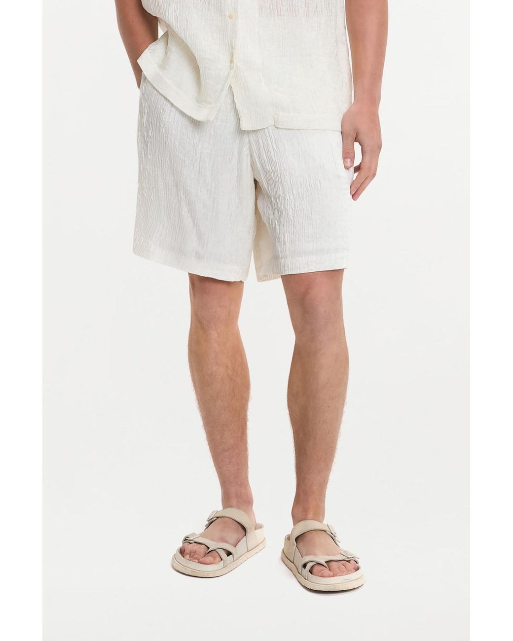 delos.land White Aurelius Shorts Silk Pintuck for men