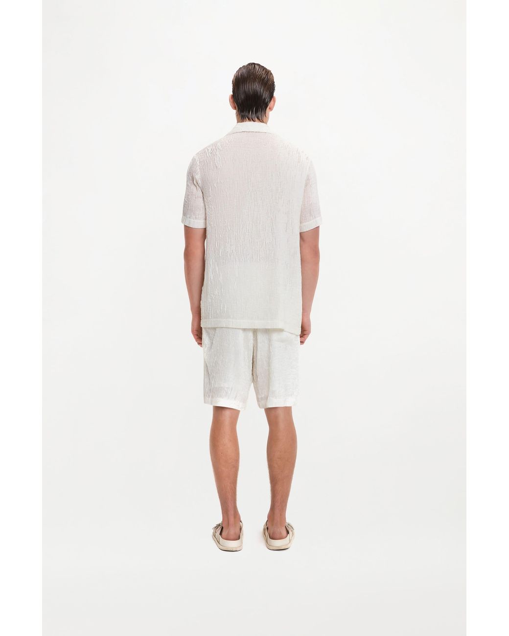 delos.land White Aurelius Shorts Silk Pintuck for men