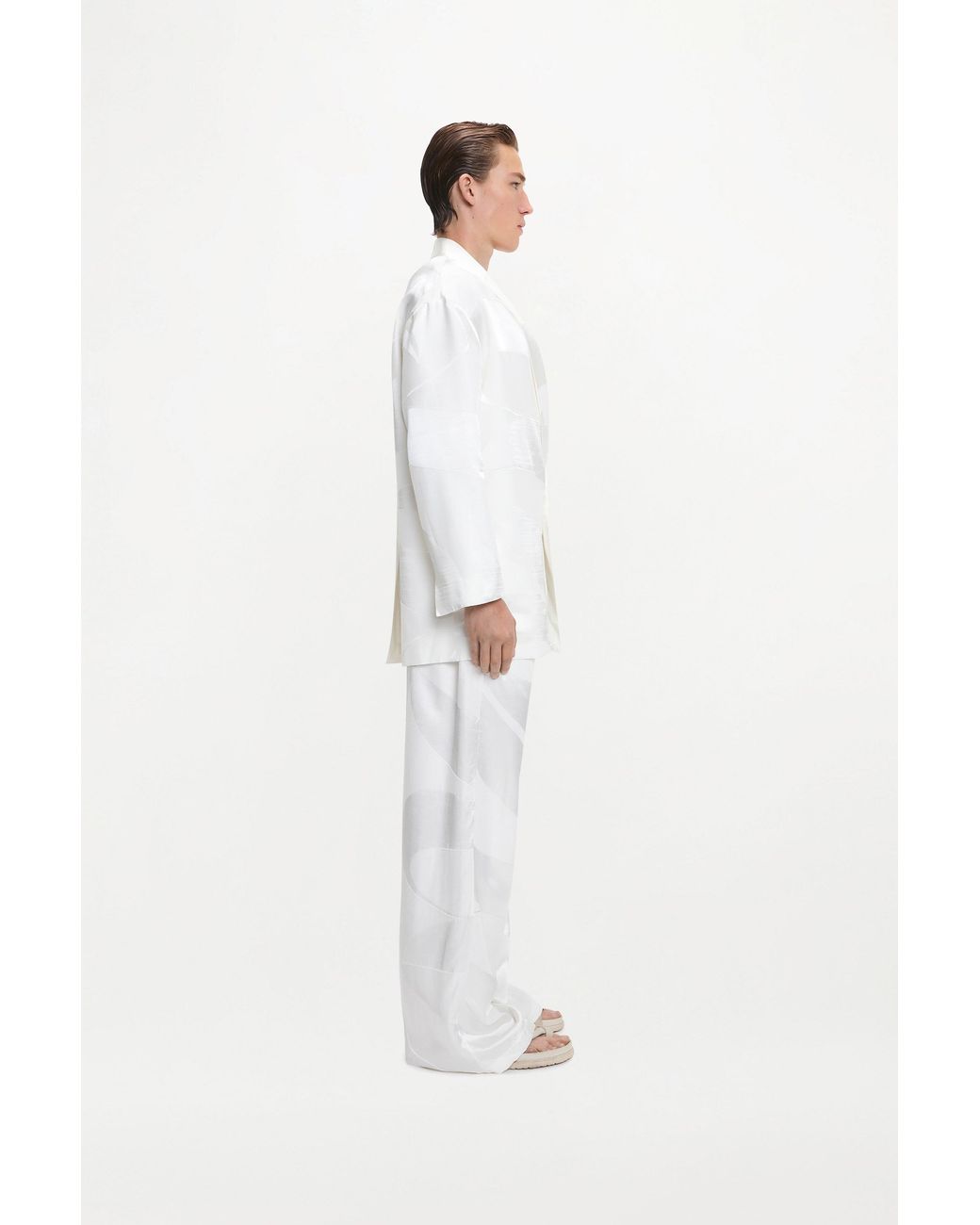 SS24-RTW-JK08M-0014-LAZARUS JACKET MONOGRAME JACQUARD IVORY White Lazarus Jacket Ivory for men
