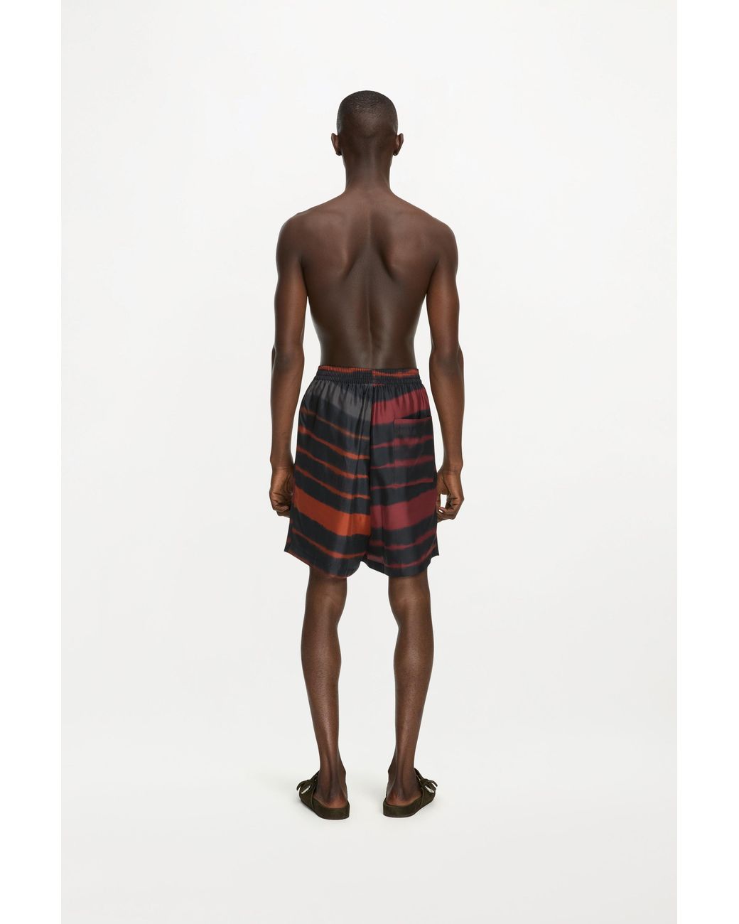 RS24-RTW-SH05M-0002-MARIUS SHORTS PRINTED SILK TWILL RAINBOW CROC Black Marius Shorts for men