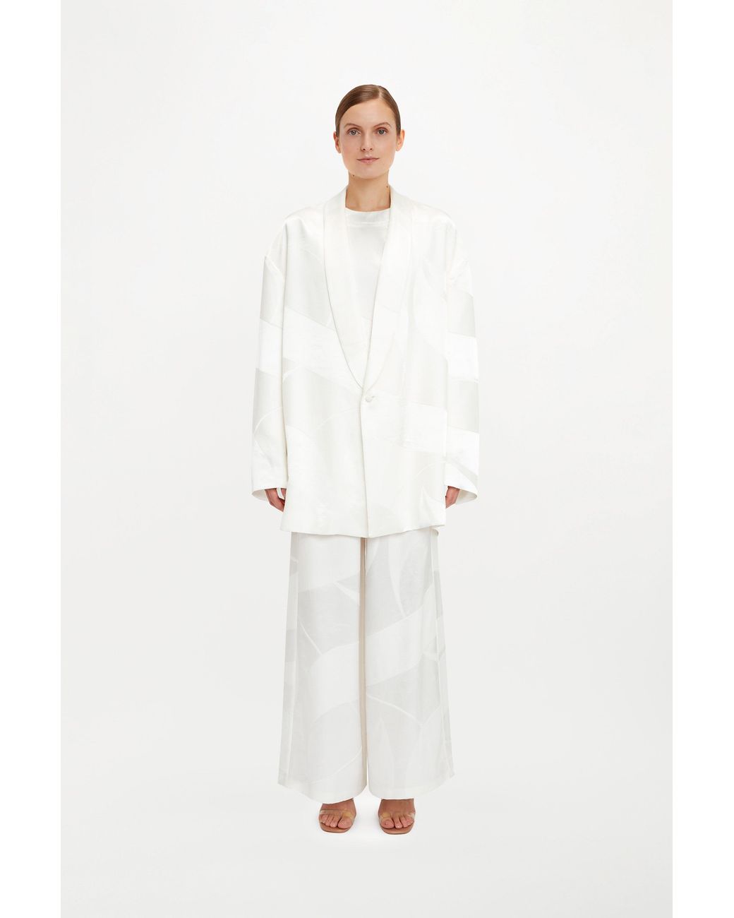 SS24-RTW-TR04M-0013-CLEMENT TROUSERS MONOGRAM JACQUARD IVORY White Clement Trousers for men