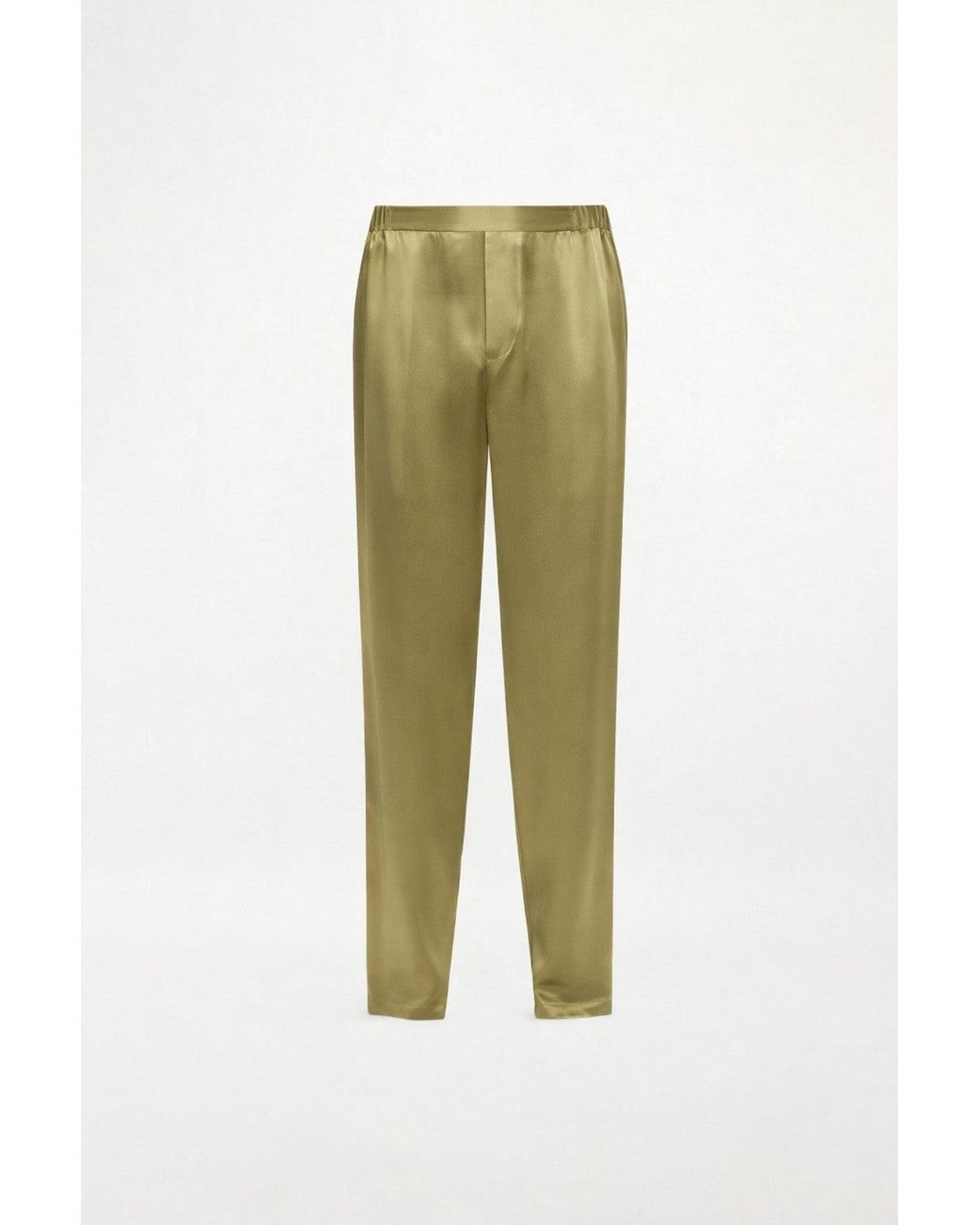 RS24-RTW-TR04M-0003-GILBERT TROUSERS SILK SATIN KHAKI Green Gilbert Trousers