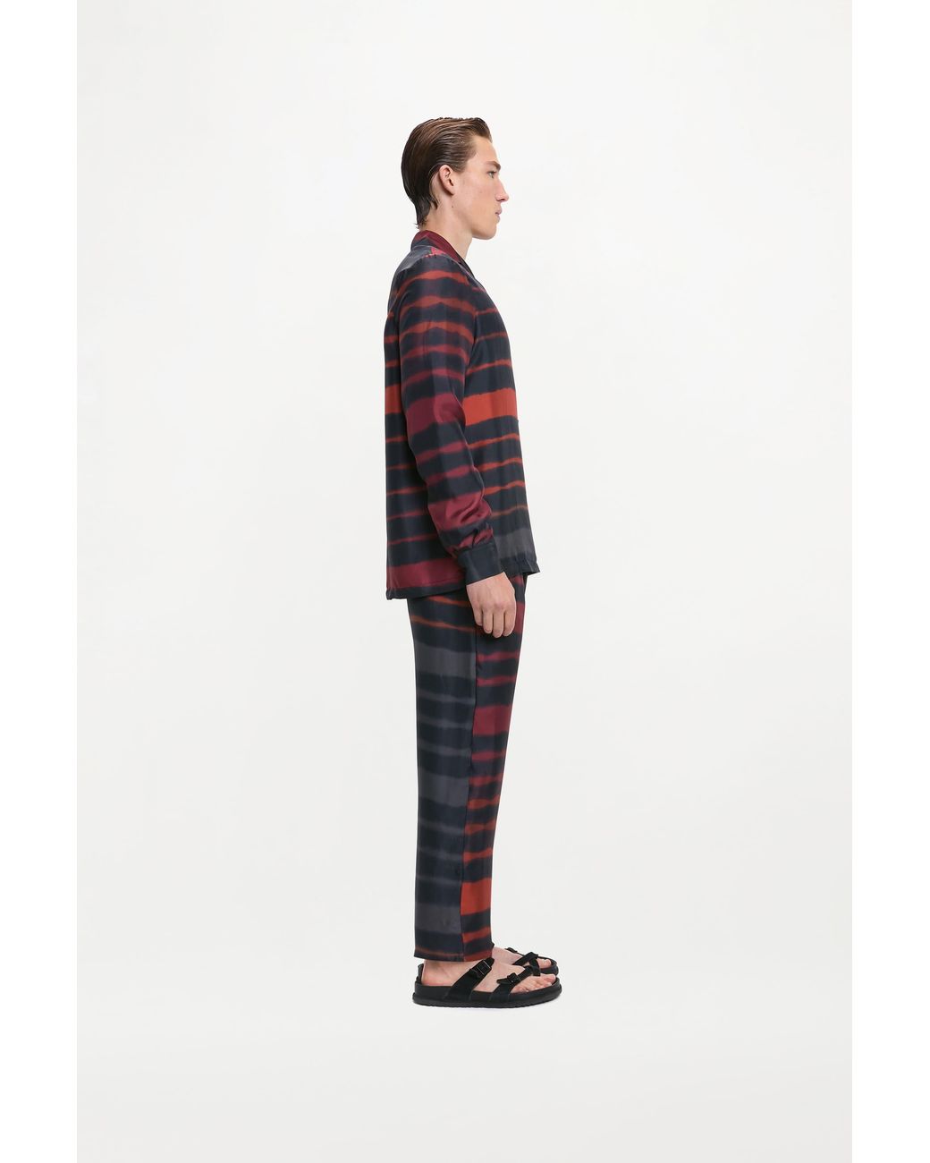 RS24-RTW-SHI02M-0012 THEO SHIRT PRINTED SILK TWILL RAINBOW CROC Black Theo Shirt for men
