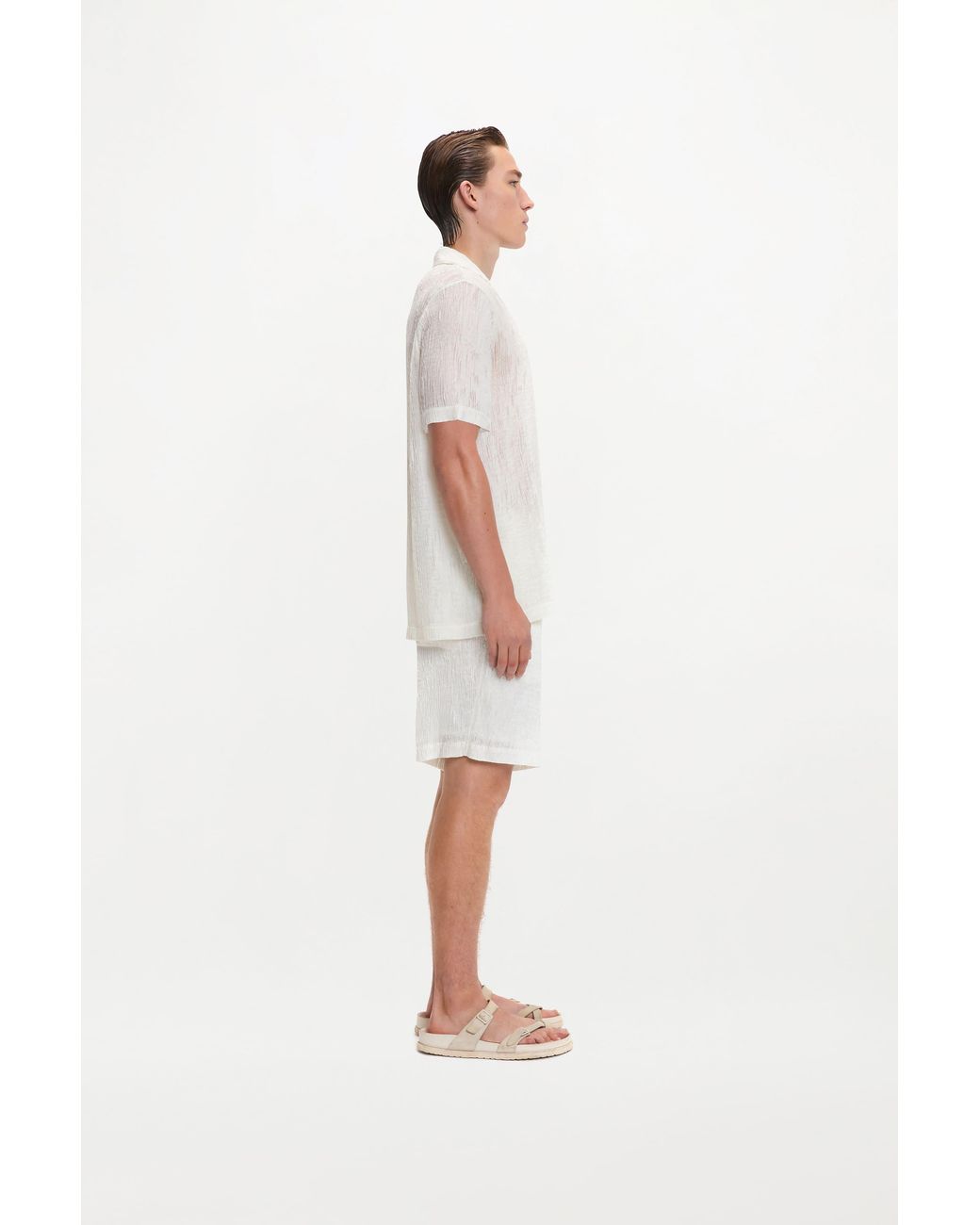 delos.land White Aurelius Shorts Silk Pintuck for men