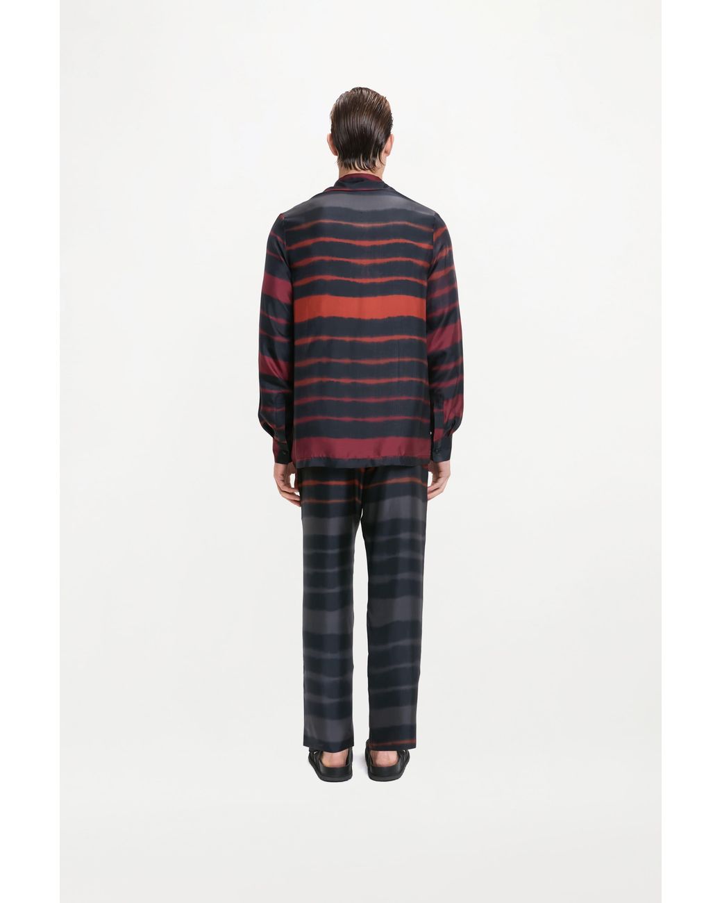 RS24-RTW-SHI02M-0012 THEO SHIRT PRINTED SILK TWILL RAINBOW CROC Black Theo Shirt for men