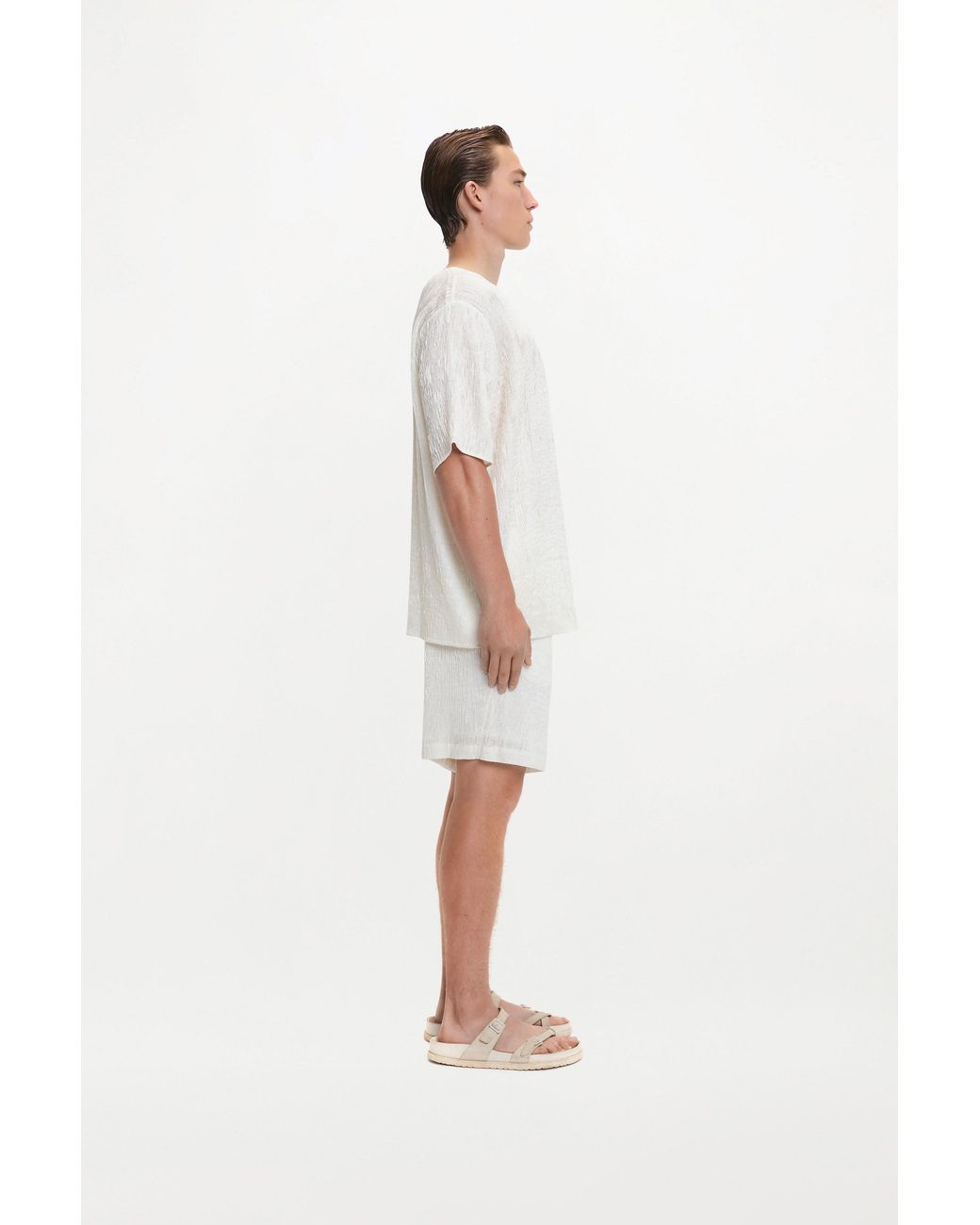 delos.land White Aurelius T-Shirt Silk Pintuck for men