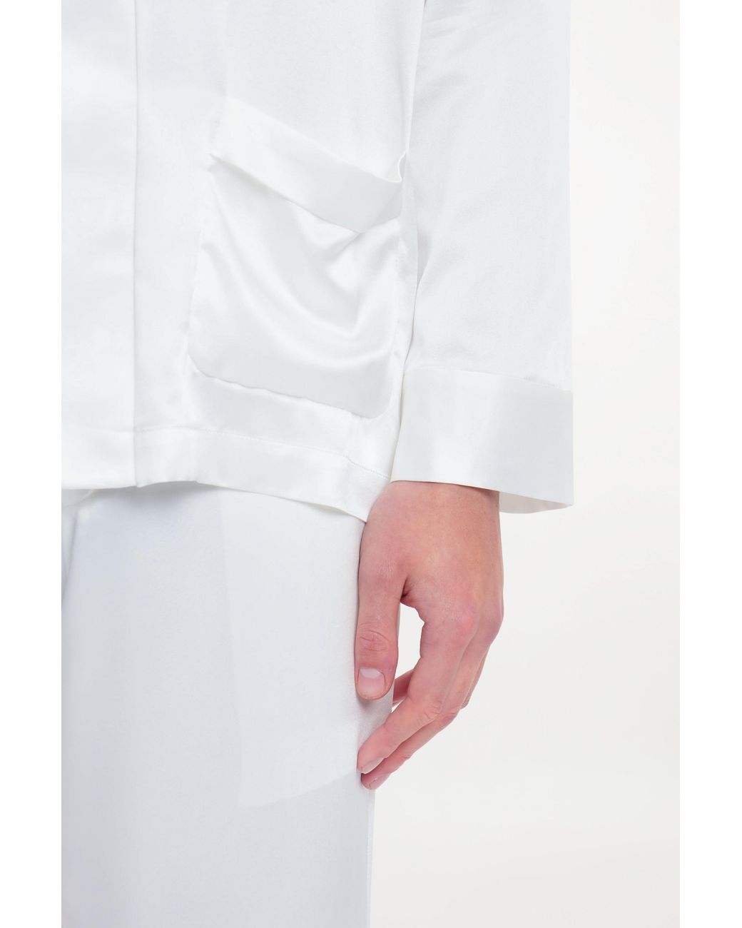 RS23-RTW-TR04W-0002-GILBERT TROUSERS SILK SATIN IVORY White Gilbert Trousers Ivory