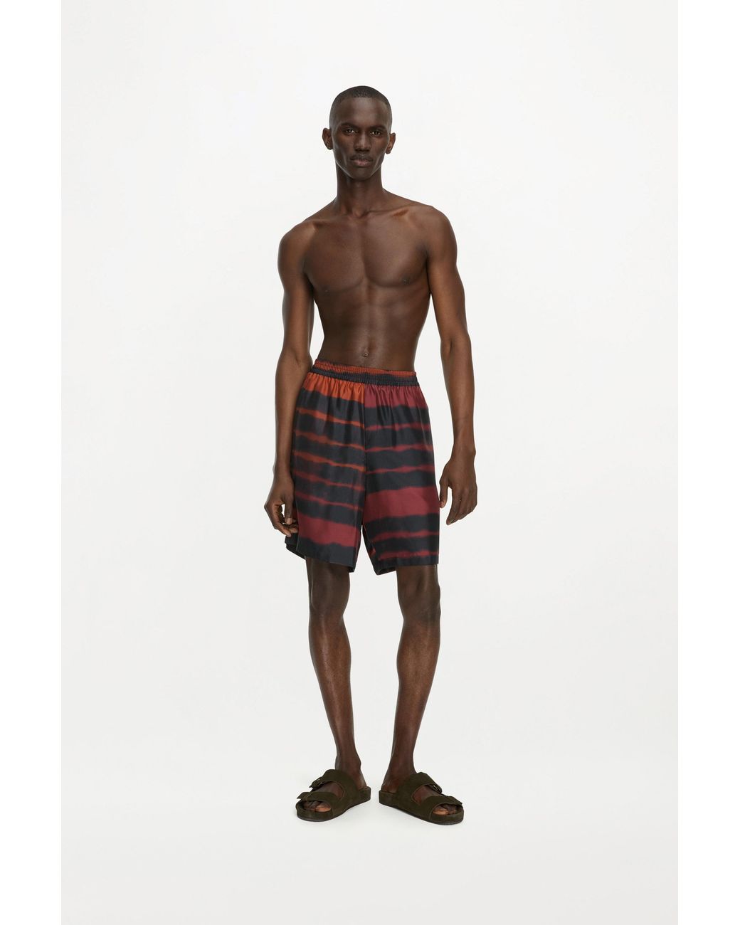 RS24-RTW-SH05M-0002-MARIUS SHORTS PRINTED SILK TWILL RAINBOW CROC Black Marius Shorts for men