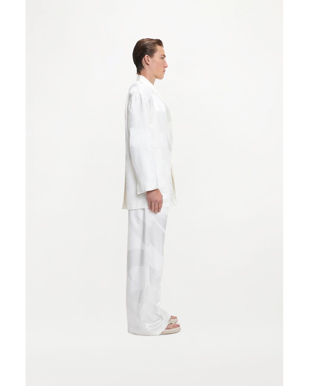 SS24-RTW-TR04M-0013-CLEMENT TROUSERS MONOGRAM JACQUARD IVORY White Clement Trousers for men