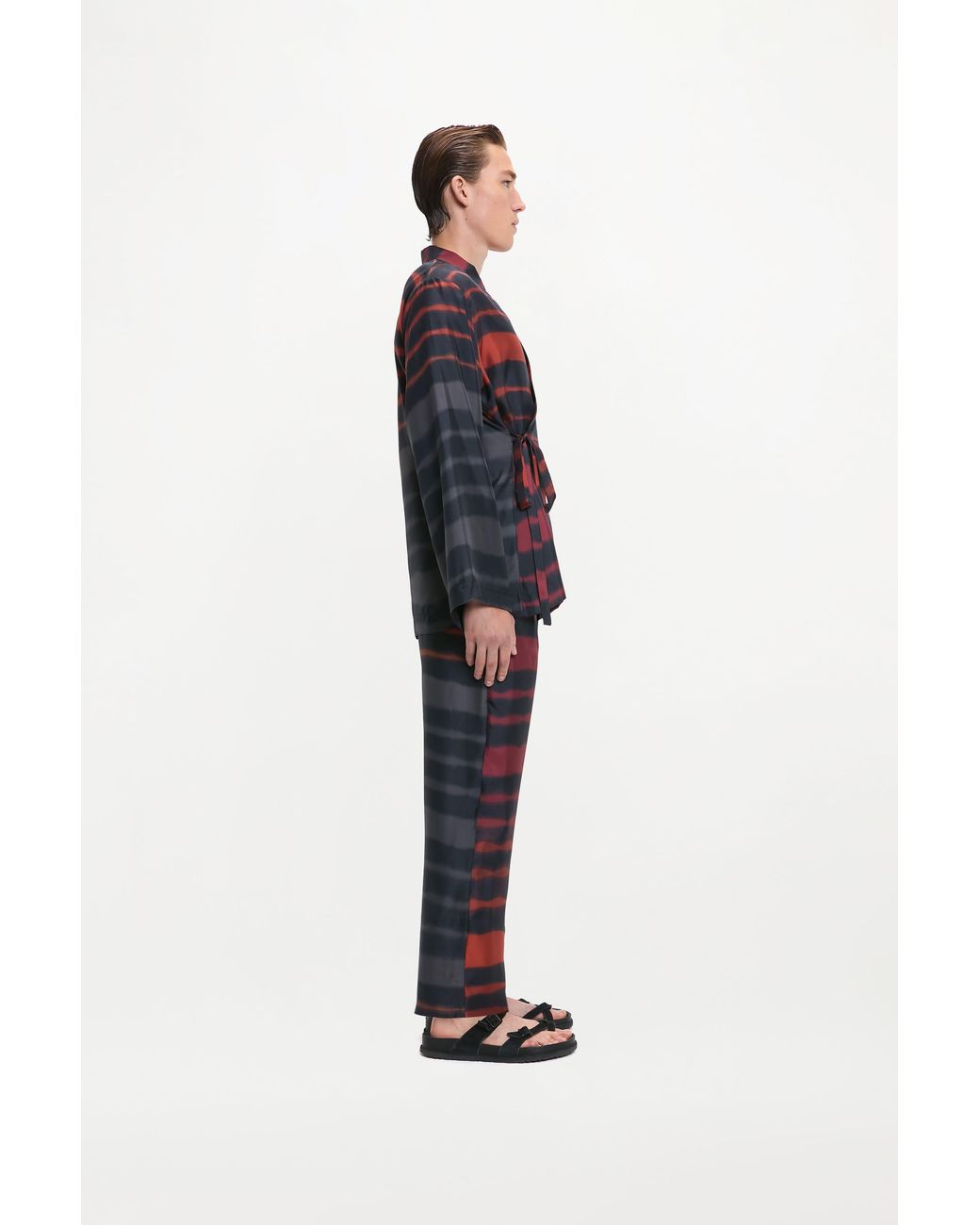 RS24-RTW-TR04M-0005-TAO TROUSERS PRINTED SILK TWILL RAINBOW CROC Red Tao Trousers for men