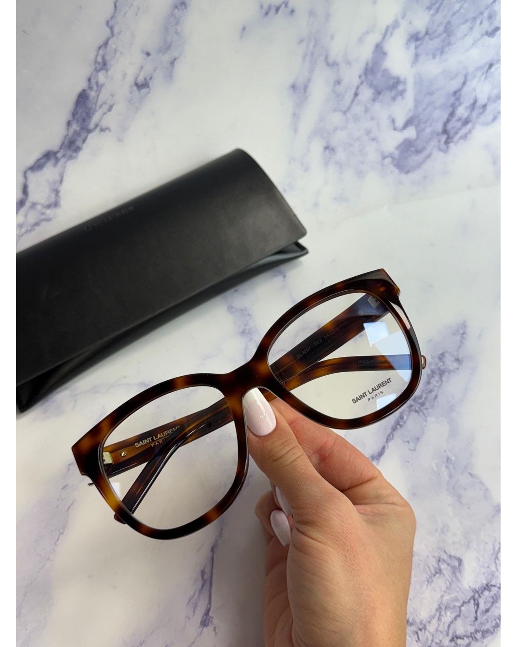 Saint Laurent Black Sl M97 003 Optical Frames Acetate Transparent Squared "Antiriflesso"
