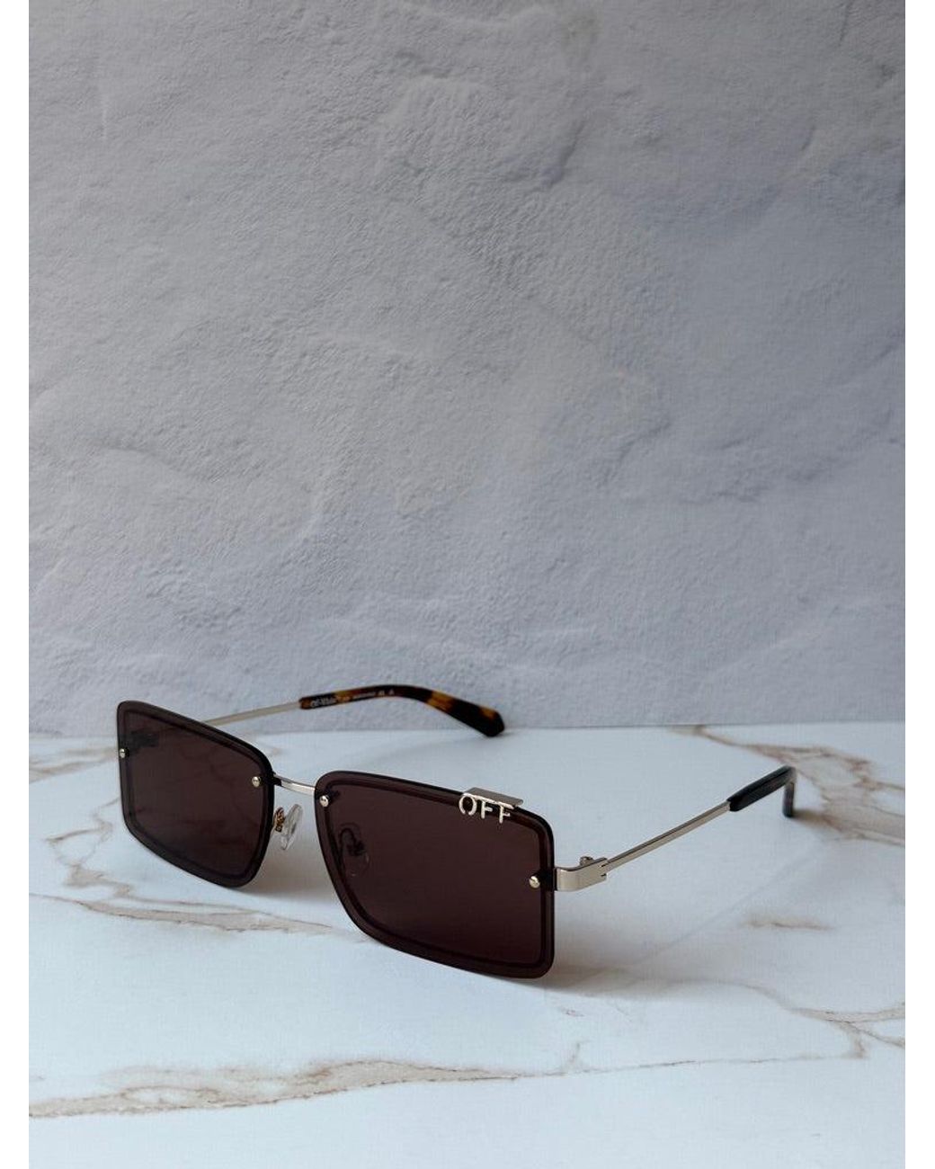 Off-White c/o Virgil Abloh Black Tampa Rectangular Rimless Sunglasses for men