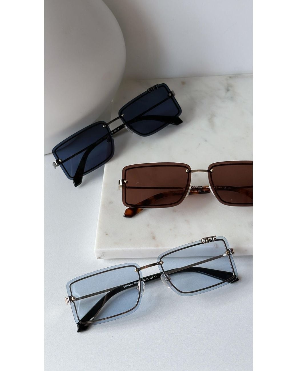 Off-White c/o Virgil Abloh Black Tampa Rectangular Rimless Sunglasses for men