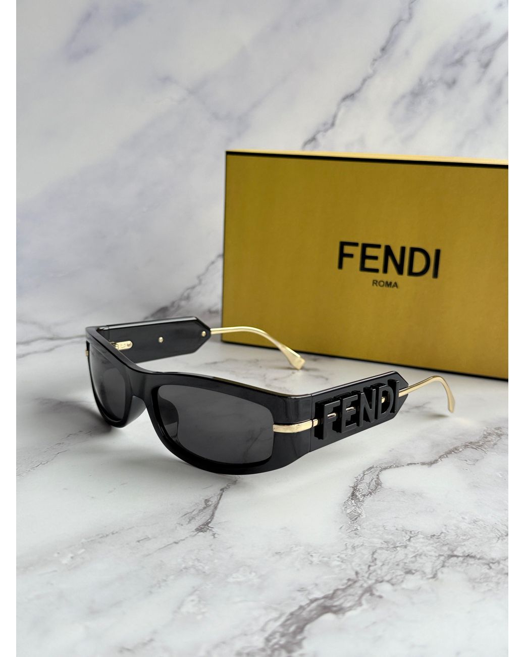 Fendi Black Fe40120I Graphy Wrap Sunglasses
