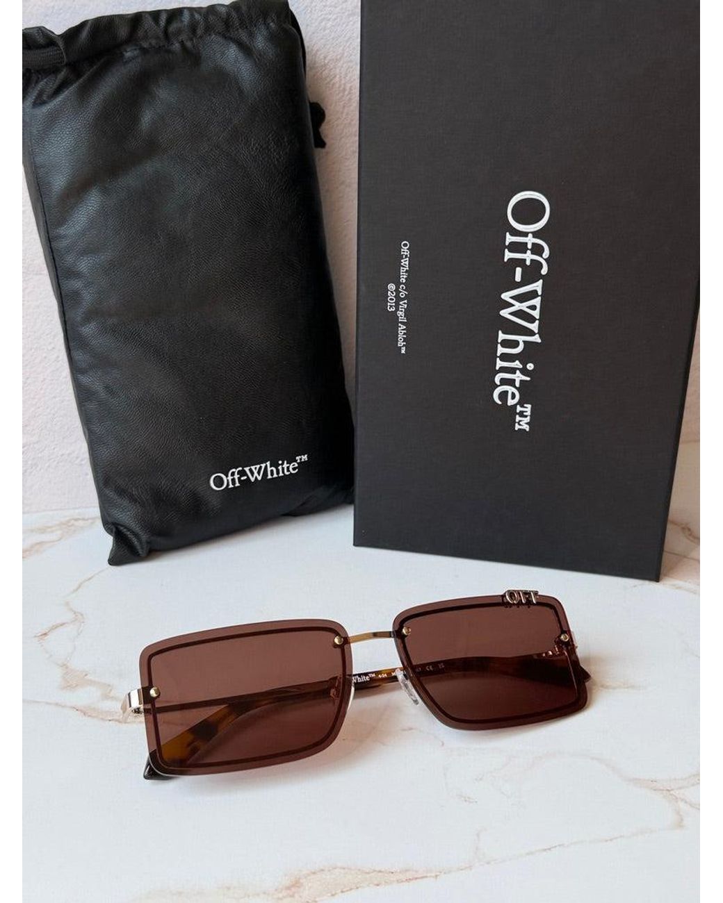 Off-White c/o Virgil Abloh Black Tampa Rectangular Rimless Sunglasses for men