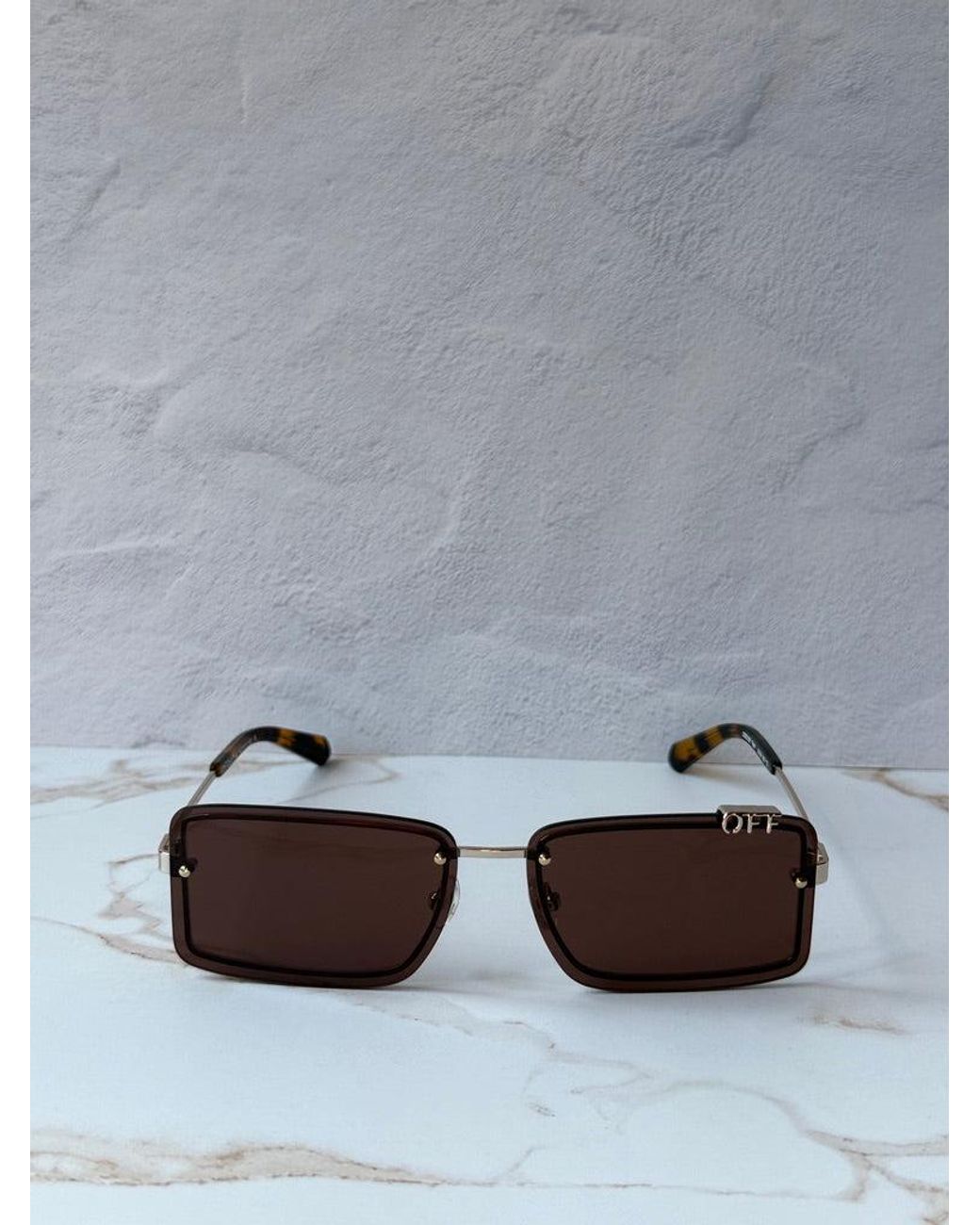 Off-White c/o Virgil Abloh Black Tampa Rectangular Rimless Sunglasses for men