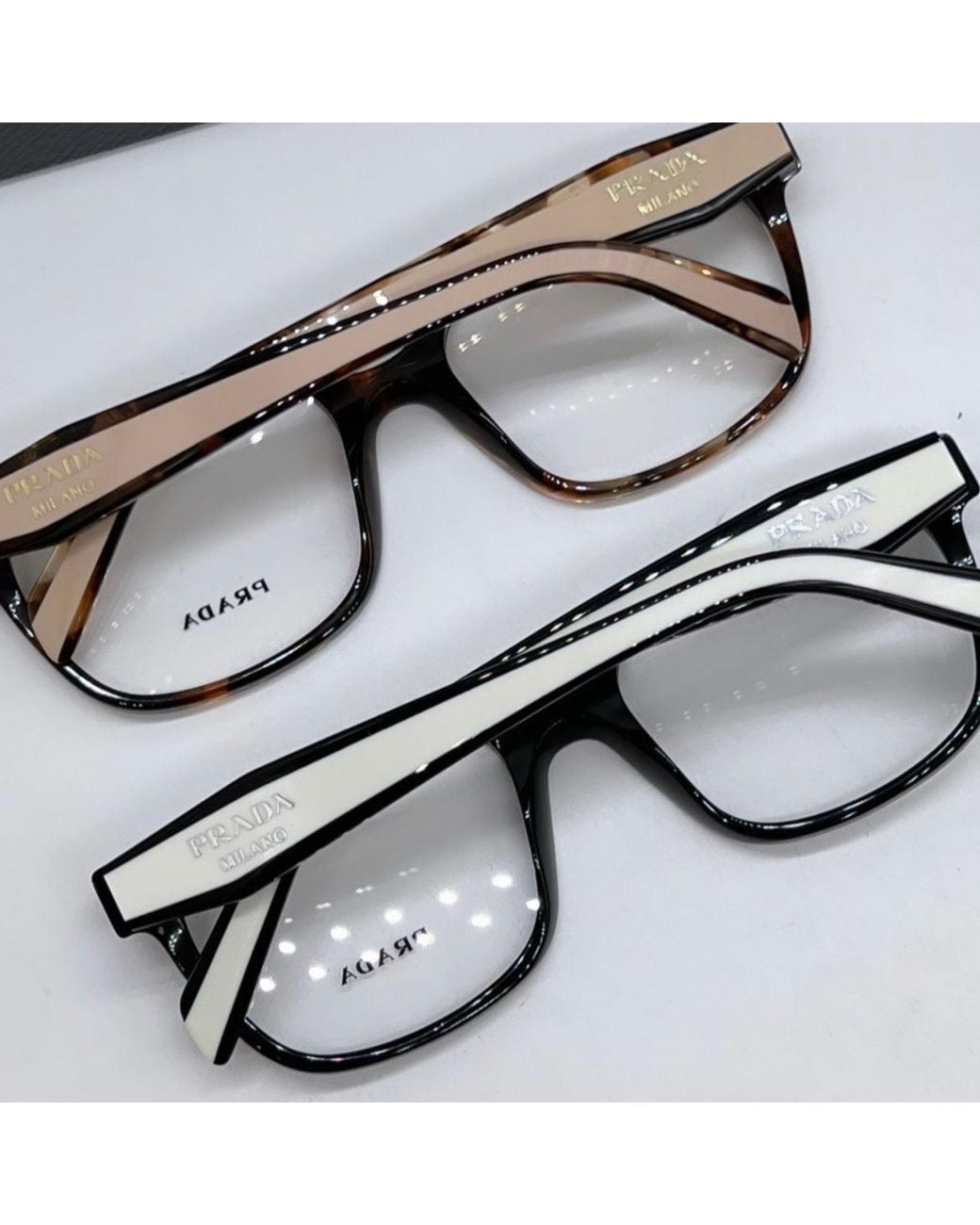Prada Black Pr17Zv Rectangular Frames