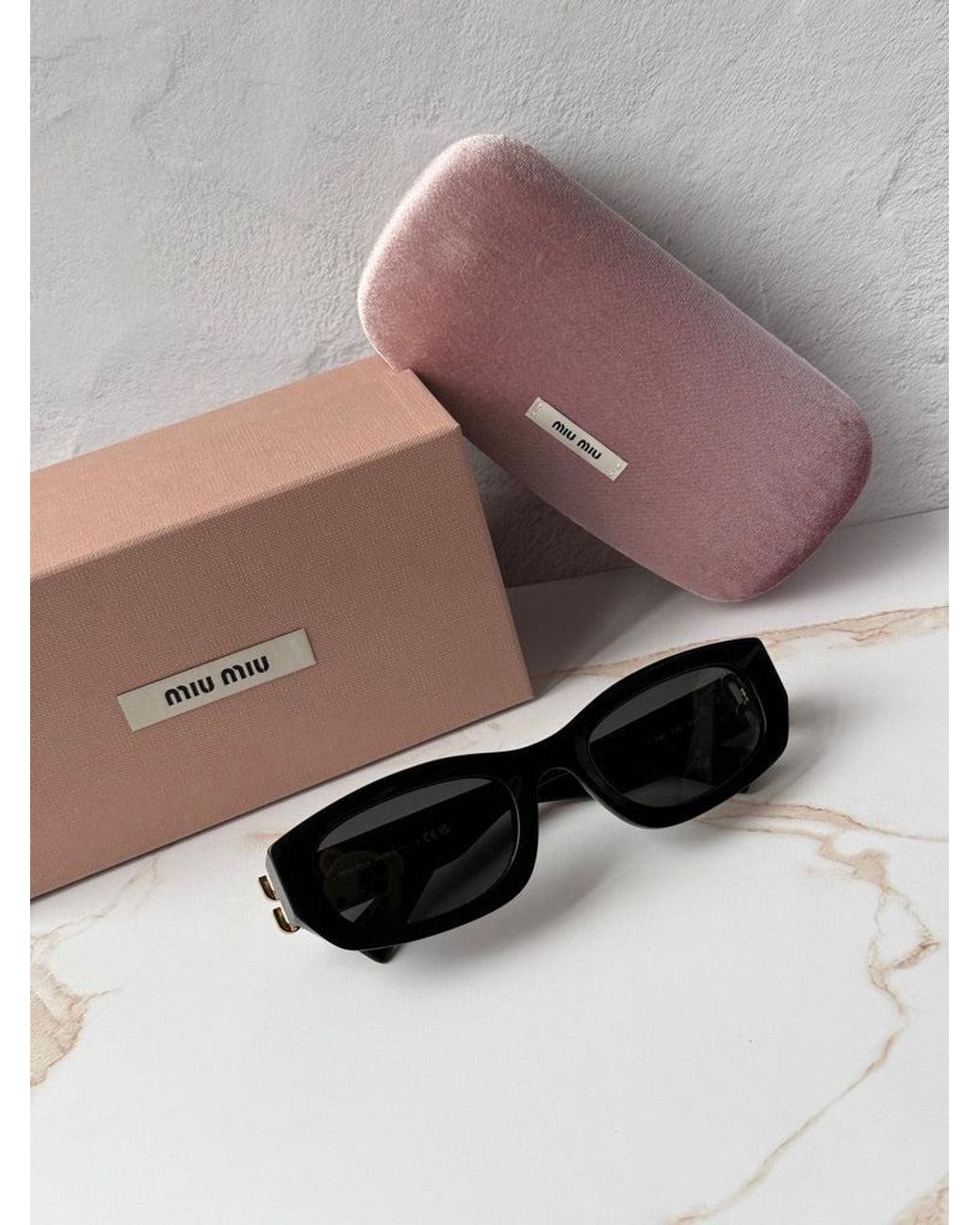 Miu Miu Black Mu B04S Rectangular Sunglasses