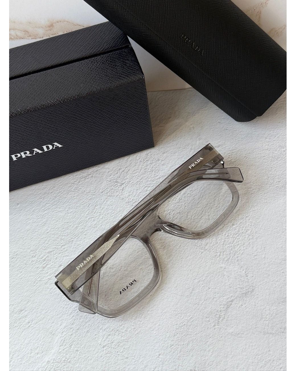 Prada Black Pr C01V Square Eyeglasses Frames