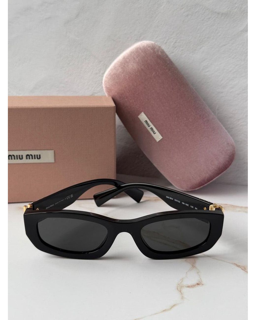 Miu Miu Black Mu B04S Rectangular Sunglasses