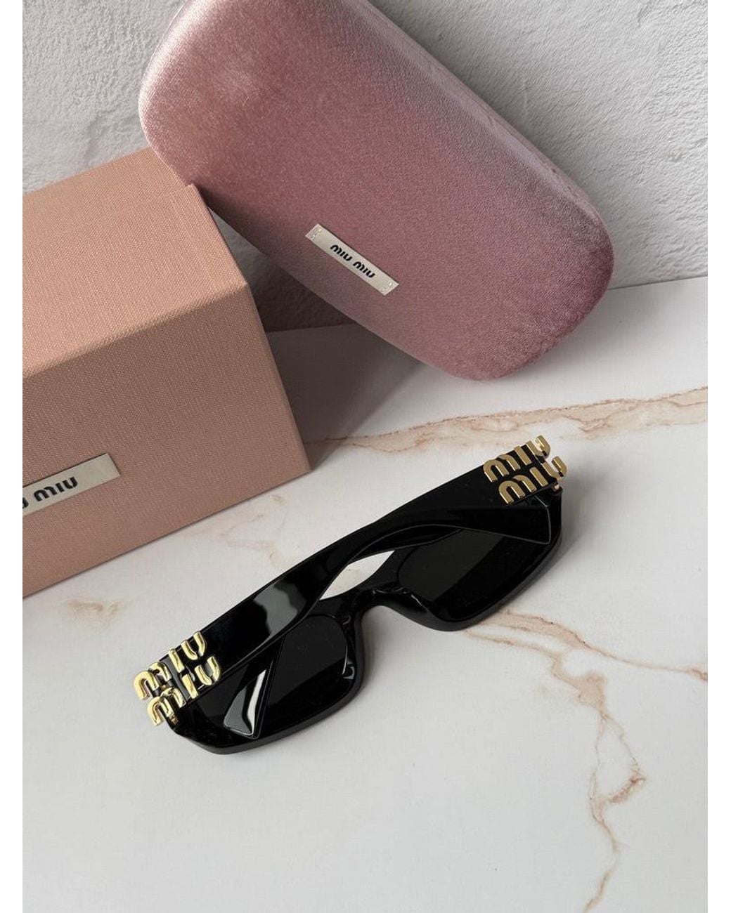 Miu Miu Black Mu B04S Rectangular Sunglasses