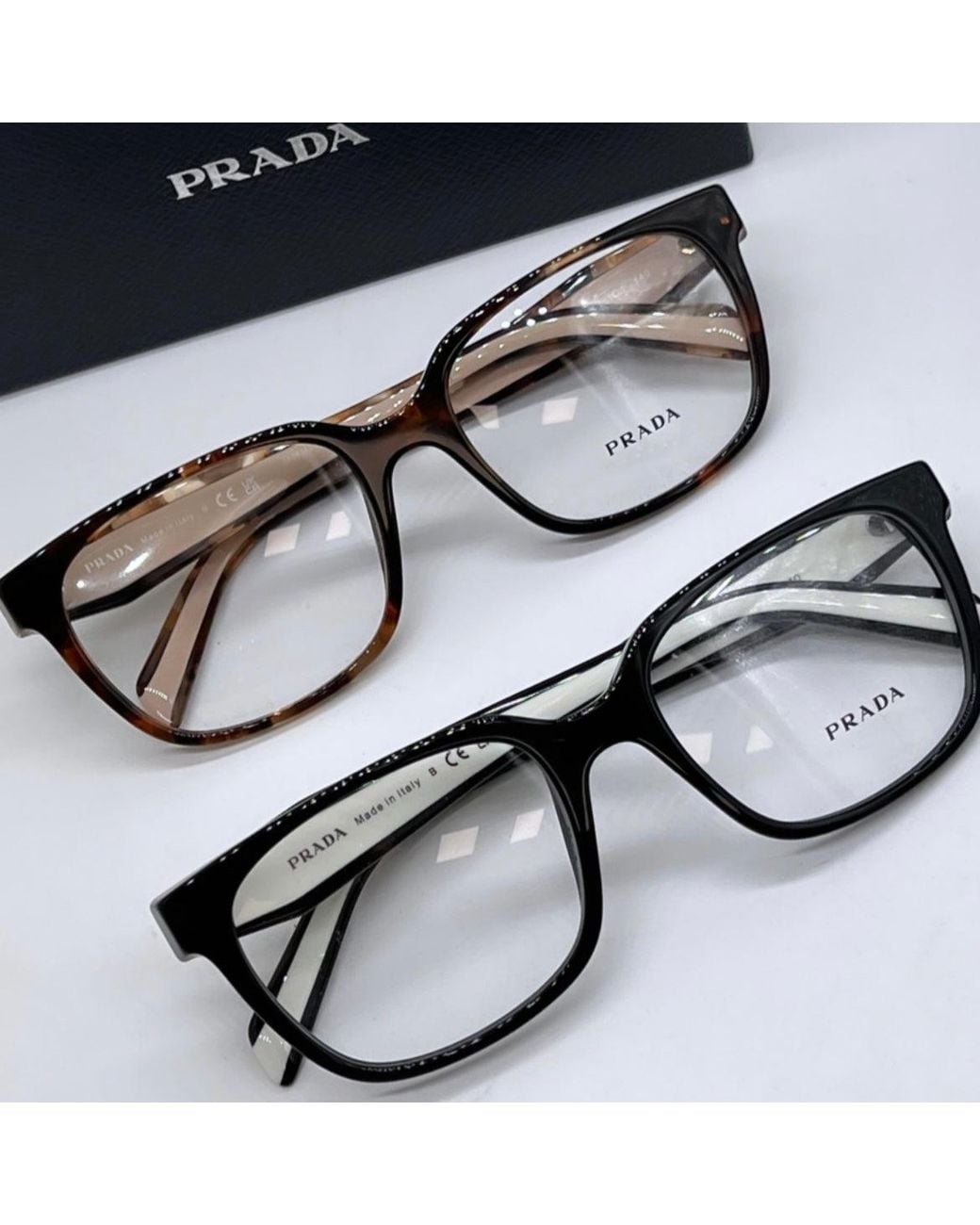 Prada Black Pr17Zv Rectangular Frames
