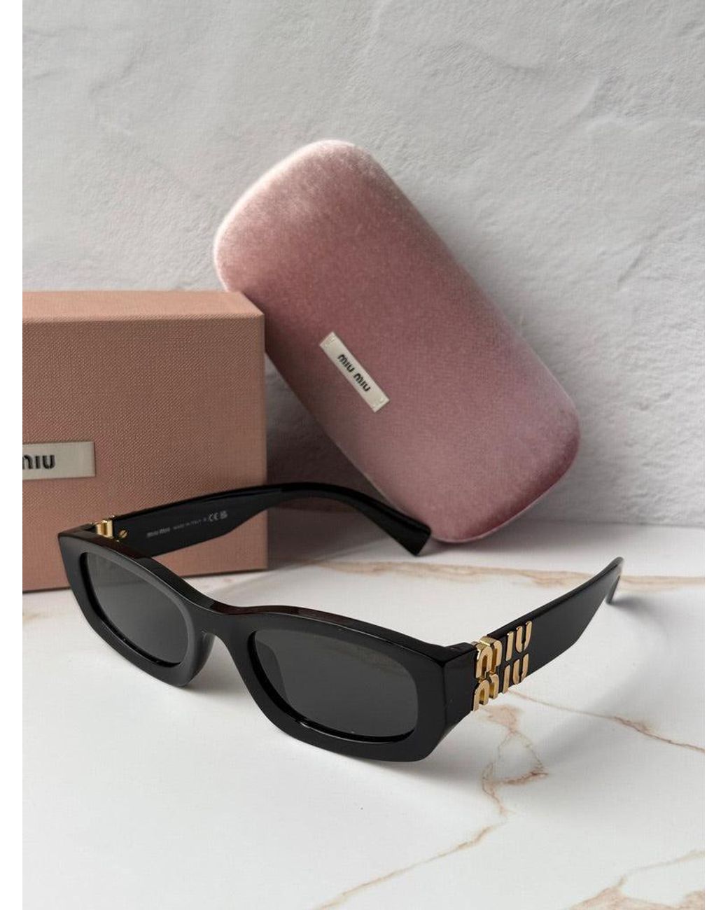 Miu Miu Black Mu B04S Rectangular Sunglasses