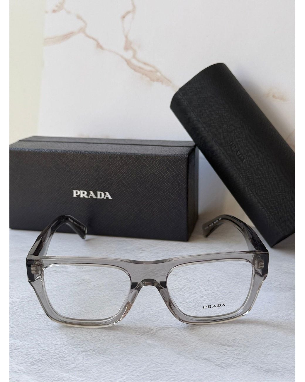Prada Black Pr C01V Square Eyeglasses Frames