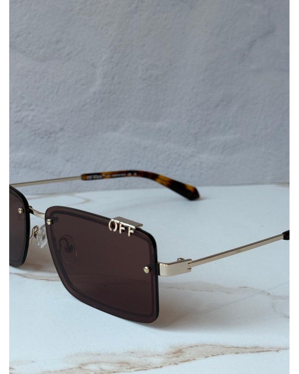 Off-White c/o Virgil Abloh Black Tampa Rectangular Rimless Sunglasses for men