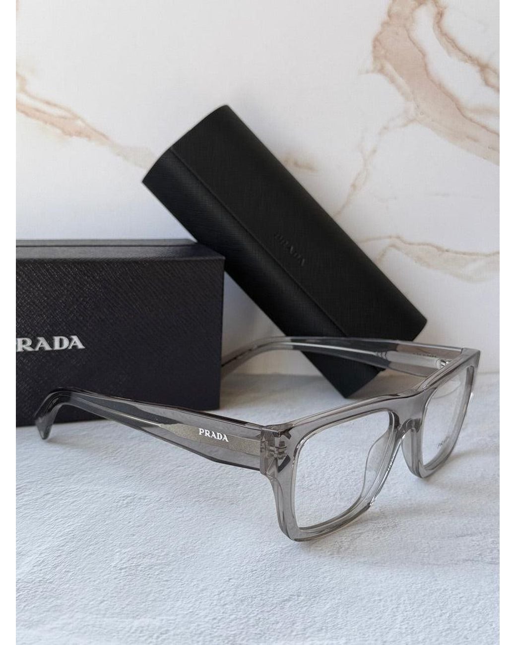 Prada Black Pr C01V Square Eyeglasses Frames