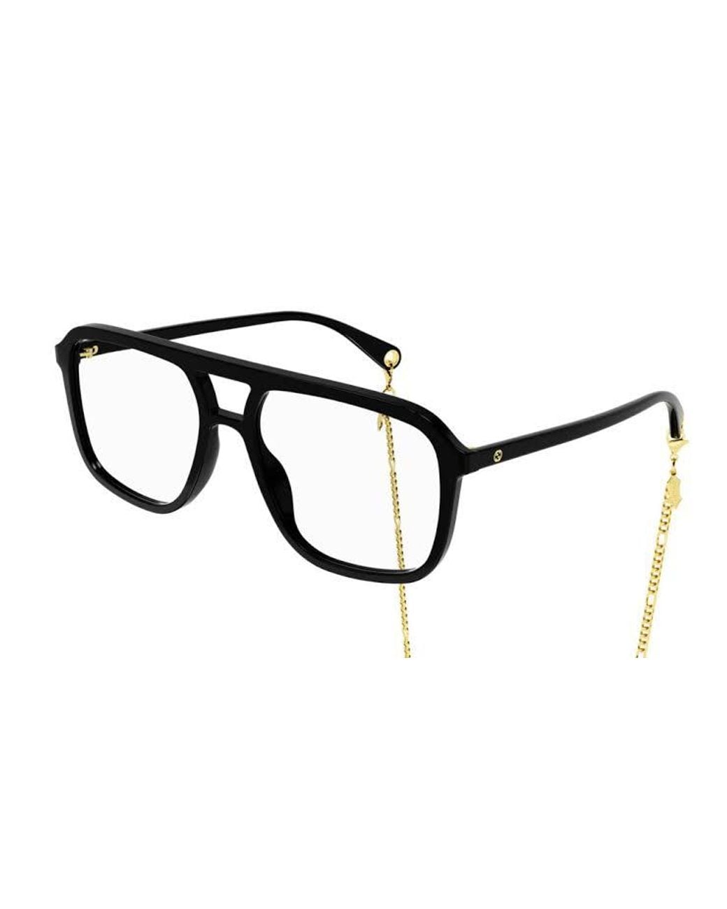 Gucci Black Gg1078O Chain Pilot Frames