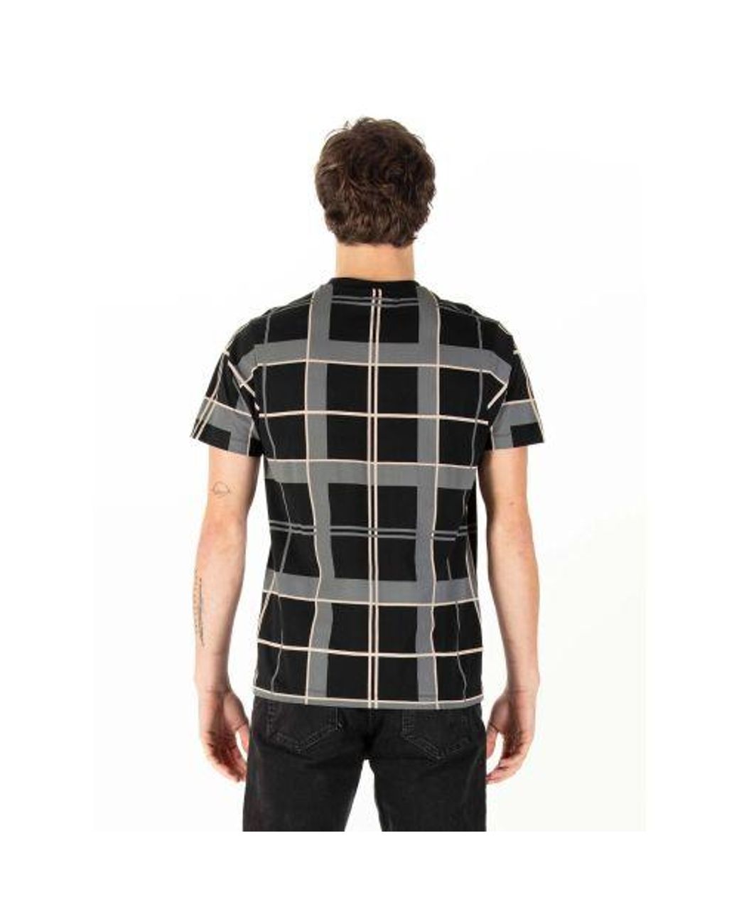 Luke 1977 Black Ecru Birdoswald Checkered T-Shirt for men
