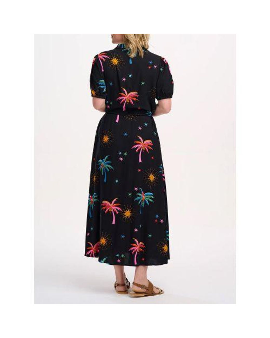 Sugarhill Black Palms Sunshine Nova Maxi Dress