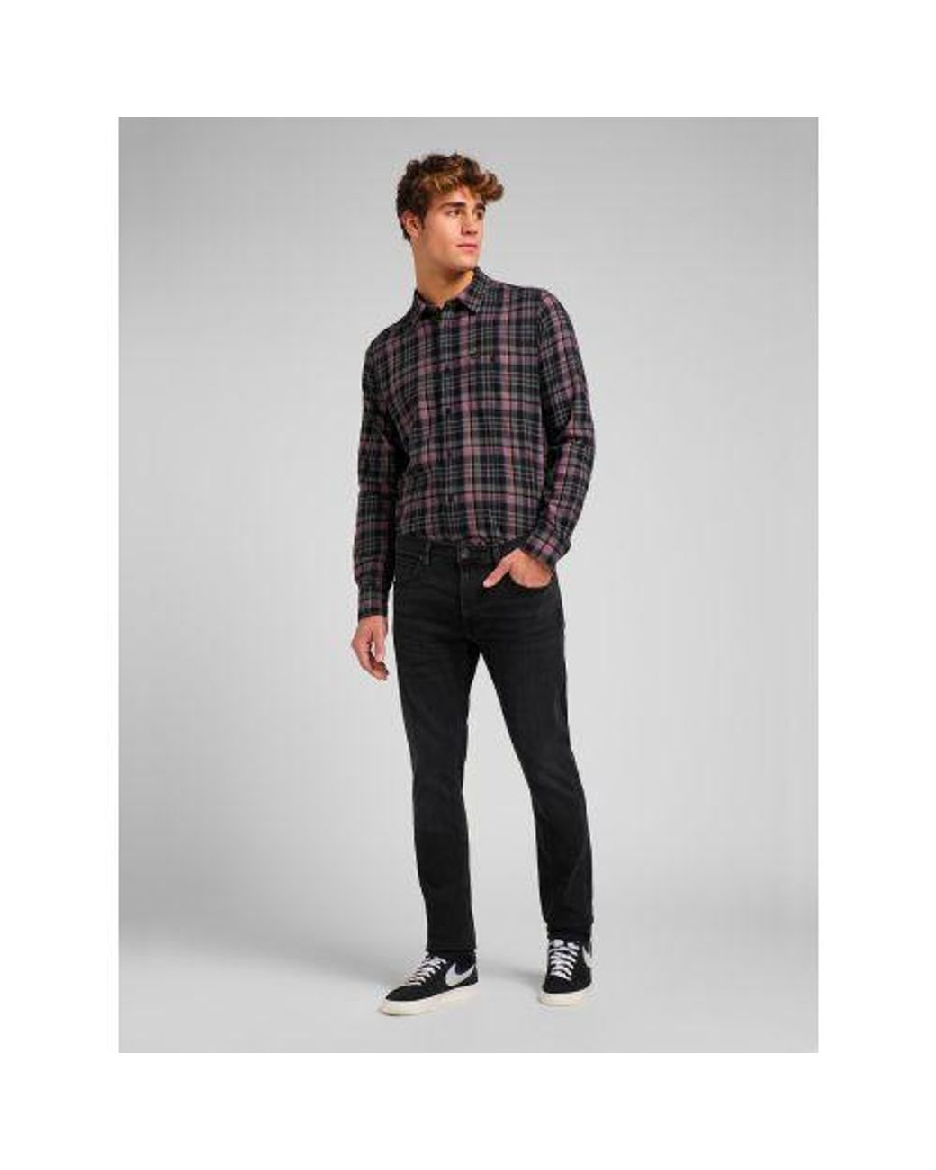Lee Jeans Black Worn Dry Lake Luke Slim Tapered Jean for men