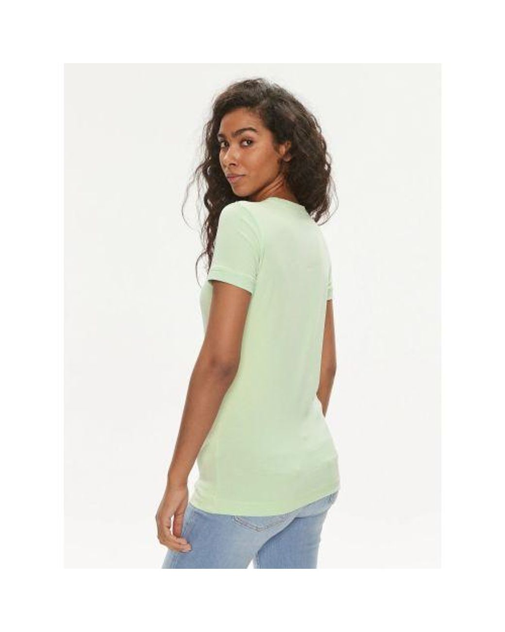 Guess Spring Day Embroidered Triangle Logo T Shirt in Green Lyst UK