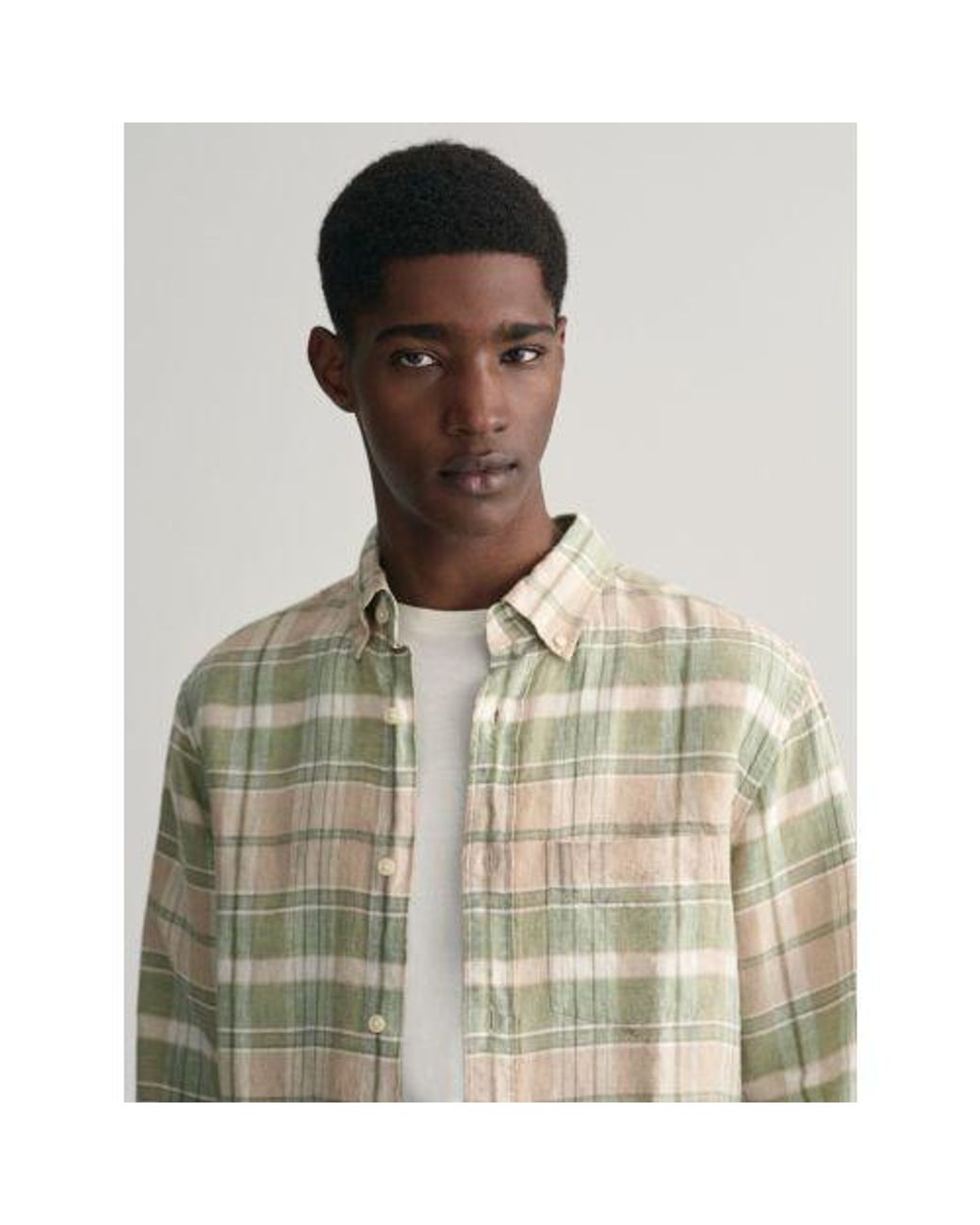 Gant Natural Dry Sand Linen Madras Shirt for men