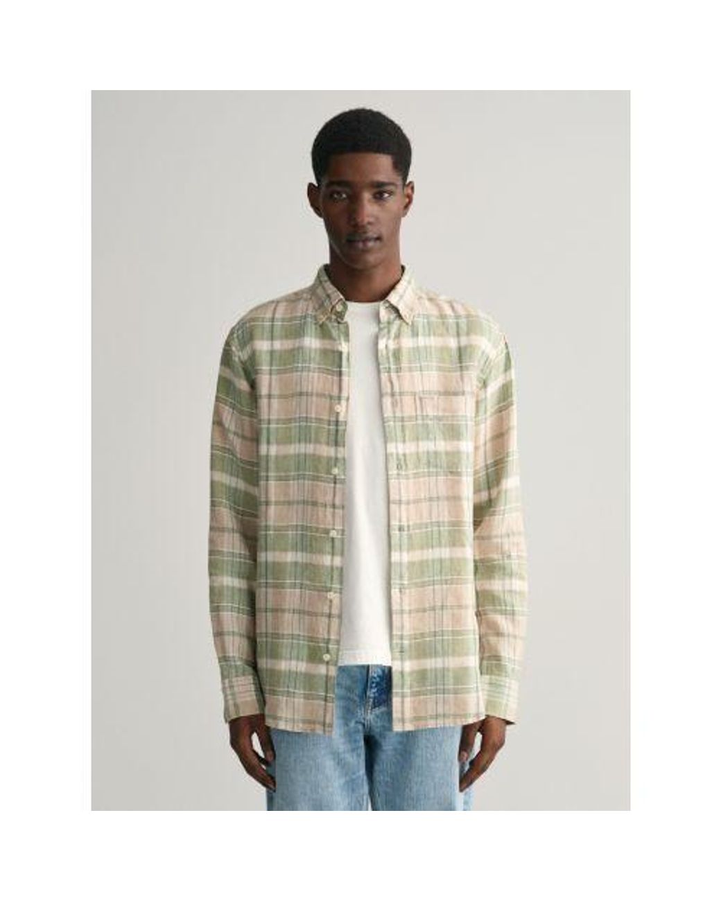Gant Natural Dry Sand Linen Madras Shirt for men