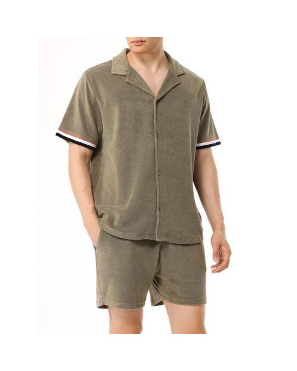 Boss Green Khaki Terry Beach Shirt for men