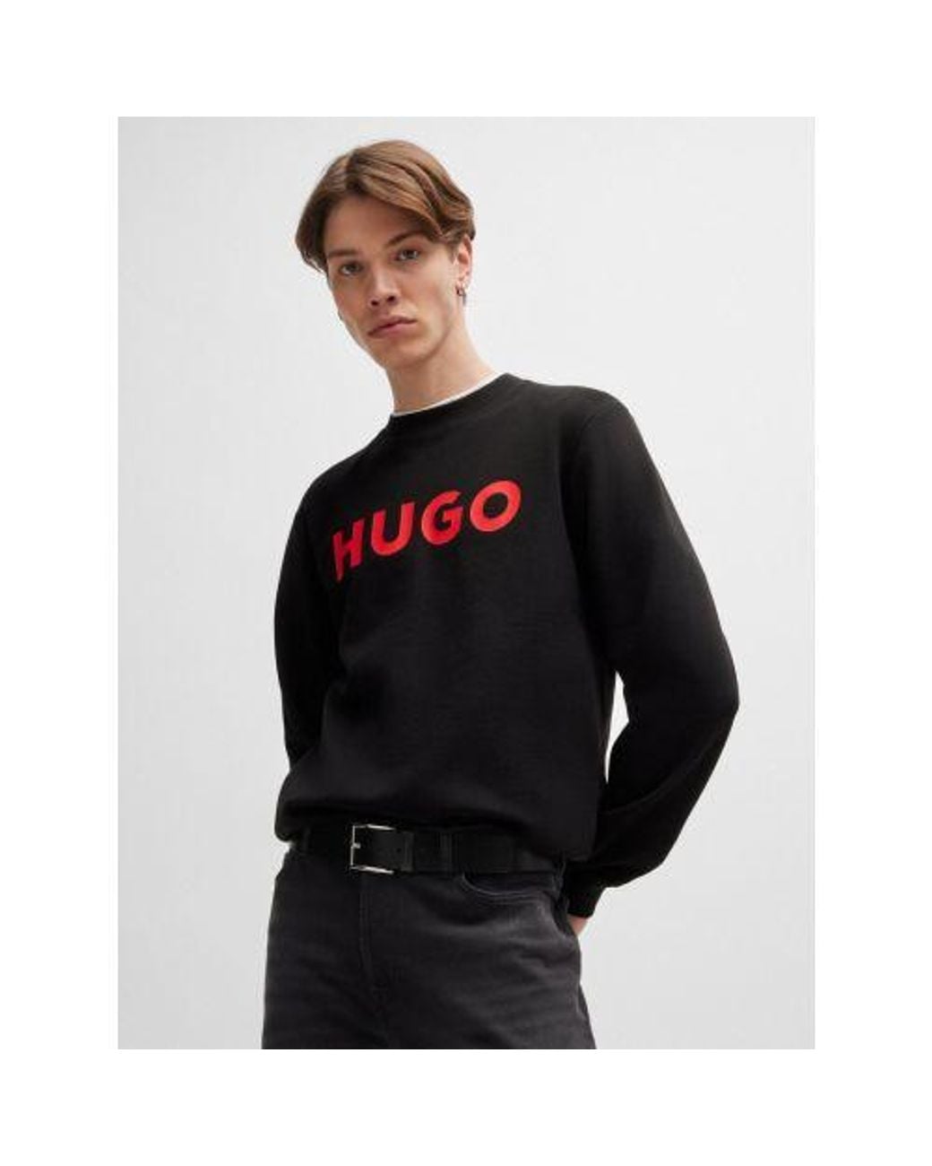 HUGO Black Dem Crew Neck Sweatshirt for men