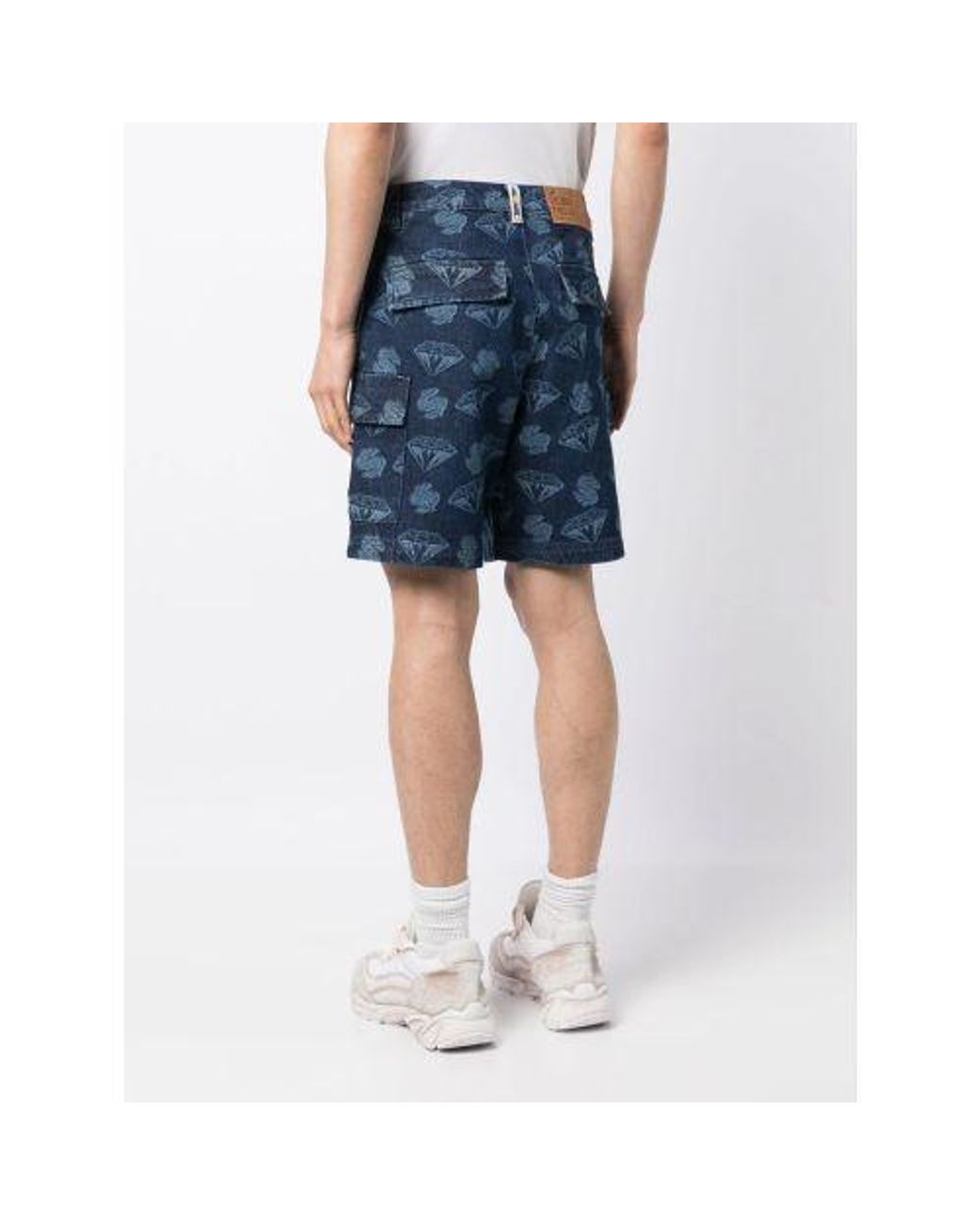BBCICECREAM Blue Diamonds & Dollars Printed Denim Shorts for men
